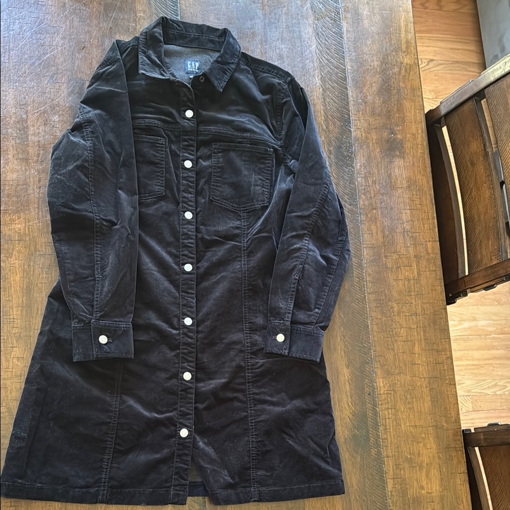 GAP Black Dress with Structured Corduroy Design